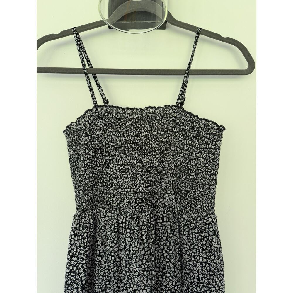 Billabong Black White Floral Smocked Maxi Dress Spaghetti Strap Cotton Boho S - Picture 4 of 7